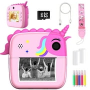 Soda Candy Instant Print Camera for Kids 1080p Selfie 48mp Kid Instant Cameras That Print Photos, Christmas Birthday Gifts for Girls Boys Age 3-12, Toddler Camera Toys with 32GB Card