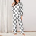 thumbnail image 2 of Daiia Retro Compass for Women's Long-Sleeved Pajama Set – Soft & Comfortable Sleepwear Button-Up Pajamas Cozy Lounge Wear-X-Large, 2 of 7