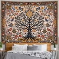 thumbnail image 3 of Folk Art Wall Tapestry - Tree of Life with Sun and Bird Wall Hanging for Bedroom and Living Room - Boho Floral Tapestries, 3 of 7
