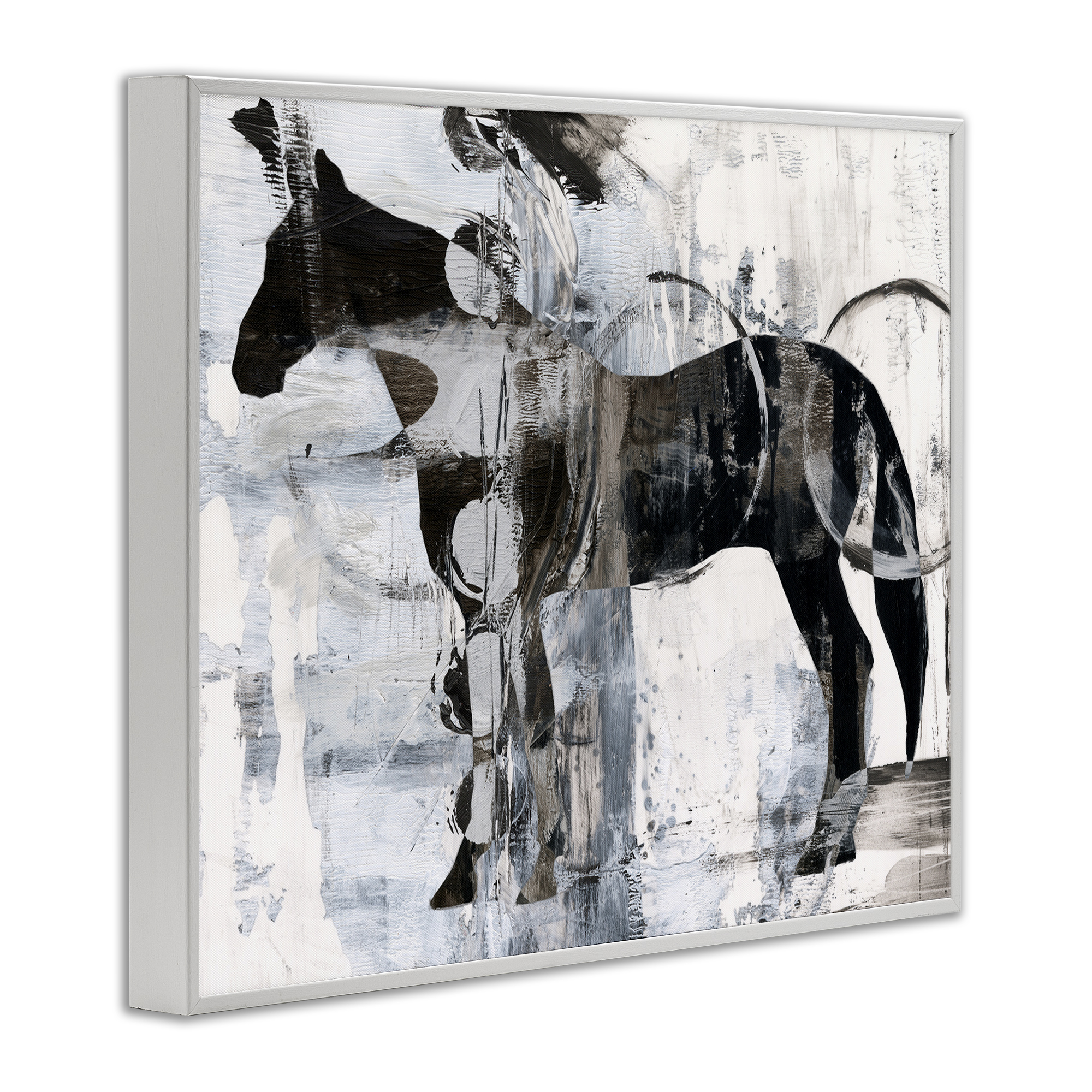 Stupell Industries Horse & Abstract Circles Animals & Insects Painting White Framed Art Print Wall Art, 14 x 11