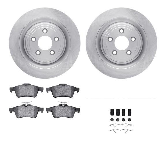 Dynamic Friction Company Rear Brake Rotors with 5000 Euro Ceramic Brake Pads includes Hardware 6612-20047