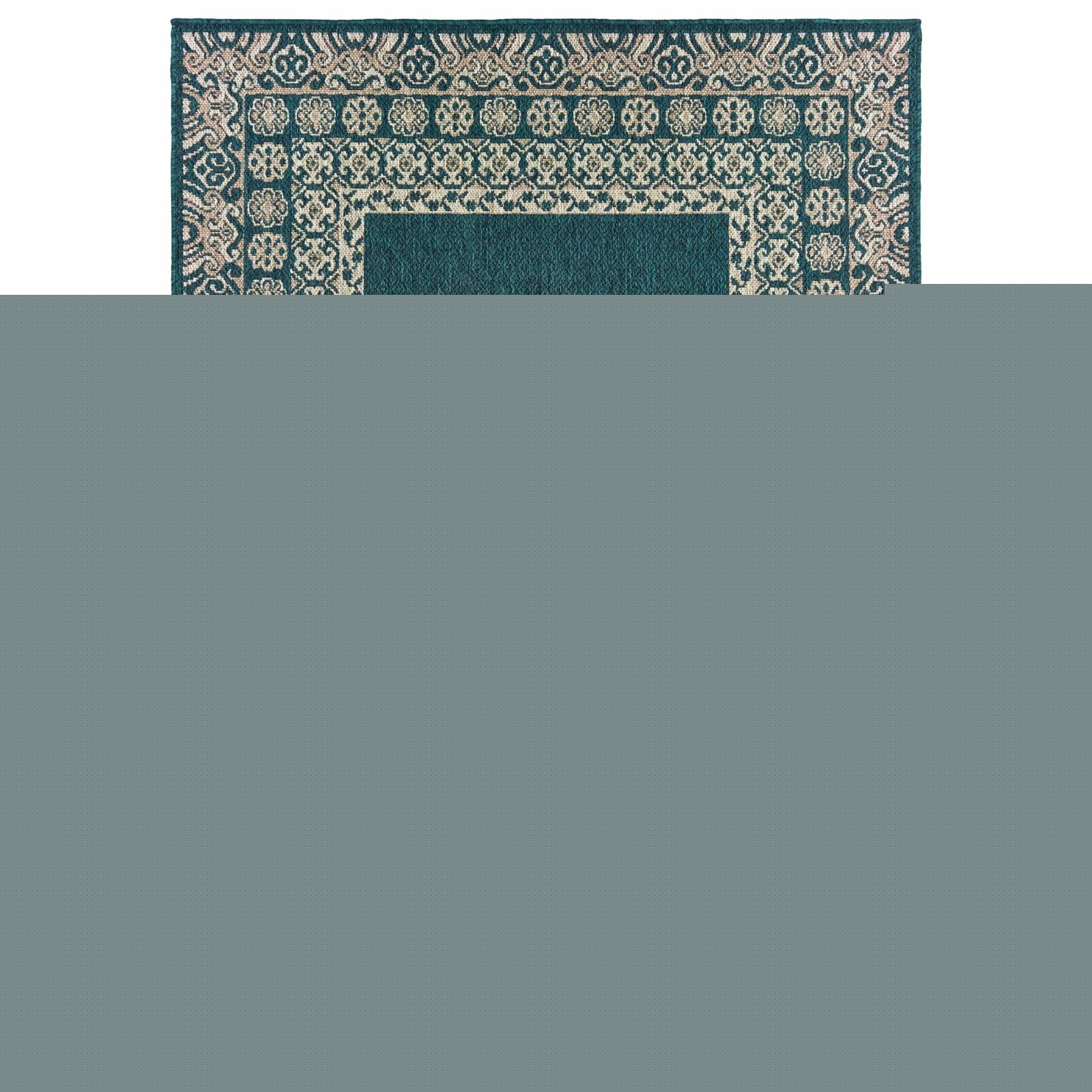 Avalon Home Lakeland Traditional Border Teal Indoor/Outdoor Area Rug