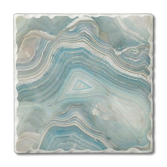 Thirstystone "Agate In Blue" 4-Pack Tumbled Tile Coasters