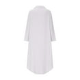 thumbnail image 5 of Uaswgudfs V-Neck 3/4 Sleeve Flowy Midi Dress for Women - Summer Casual Dress with Button Accents, Lightweight Fabric for Beach & Daily Outings White S, 5 of 6