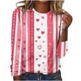 thumbnail image 2 of Viikei Womens Blouse Clearance under $10,Women's Top Valentine's Day Fashion Three-dimensional Print Loose Comfortable T-shirt Long Sleeve Crewneck Top Multicolor XL, 2 of 4
