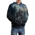 thumbnail image 3 of LAOLIUSN Men’s 3D Wolf Hoodie All Over Print Pullover Hooded Sweatshirt, Galaxy Moon Wolf Pack Graphic, Soft Stretch Polyester Spandex, S-4XL, 3 of 6