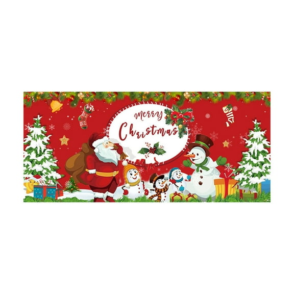 Christmas Garage Door Cover, 157*70Inch Large Outdoor Holiday Decor with Santa Snowflake Print, Polyester Background for Party(A)