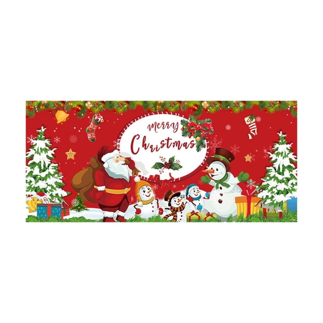 Christmas Garage Door Background 13 ft x 6 ft Polyester Holiday Decor with Grommets and Ropes for Outdoor Use