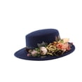 thumbnail image 3 of Tunhigl 22.02"-22.81" Women's Floral Decor Wide-Brimmed Hat, Polyester Flat-Top Fedora for Weddings, Parties & Outdoor Events, 6 Colors, 3 of 3