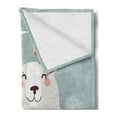 thumbnail image 2 of Christmas Soft Flannel Fleece Throw Blanket, Little Bird Says Warm Winter Wishes on a Bear in a Xmas Sweater, Cozy Plush for Indoor and Outdoor Use, 60" x 80", Blue Grey and Dark Salmon, by Ambesonne, 2 of 5