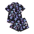 thumbnail image 4 of MuXiKeJi Womens Halloween Slik Pajamas Halloween Art Print Short Sleeve Button Front Pajama Shorts Set With Pocket, Cozy Loose Loungewear Sleepwear Night Outfit Women Matching Pajama Set, 4 of 4