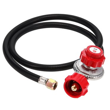 GasOne 4 ft High Pressure Propane 0-20 PSI Adjustable Regulator with Red QCC-1 Type Hose - Works with Newer U.S. Propane Tanks