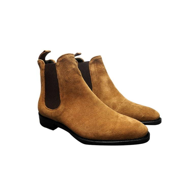 SIMANLAN Chelsea Boots Men Casual Boots Pointed Toe Dress Shoes Yellow Walmart.com