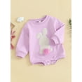 thumbnail image 7 of Baby Boy Girl Easter Outfit Fuzzy Bunny Tail Sweatshirt Romper Long Sleeve Bubble Sweater Bodysuit Infant Spring Cute Clothes, 7 of 7