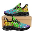thumbnail image 1 of Zapatos planos negros con dibujos de enfermera para mujer, zapatillas cómodas con cordones y malla de aire para caminar, 1 of 6