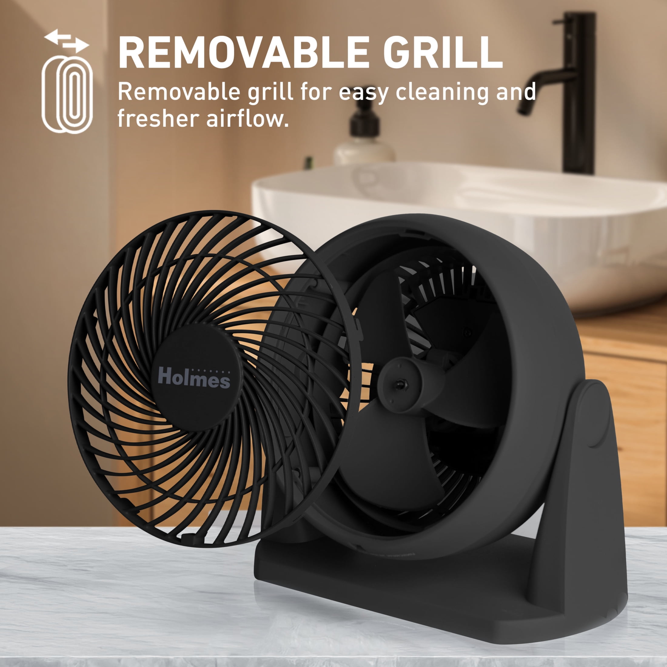 Holmes Blizzard 8 Inch Air Circulator Fan 3 Speed High Velocity Table Desk Fan Black