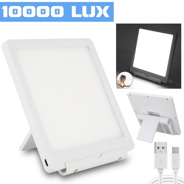 Light Therapy Lamp UV-Free 10000 Lux LED Light Simulation Natural Therapy Sun Lamp Touch Control Stepless Brightness Level Timer Function for Home/Office Use