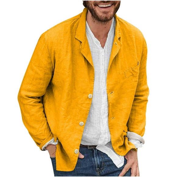 RKSTN Jackets for Men Casual Sport Coat Regular Fit Lightweight Linen Blazer Jacket Stylish Suit Jackets Fall and Winter Long Sleeve Jacket Coats