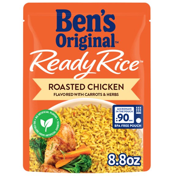 Ben's Original Ready Rice: Savory Roasted Chicken Flavored Rice - Conveniently Delicious Dinner Side - 8.8 Oz Pouch (Pack Of 6)