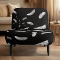 thumbnail image 2 of HELLHERO White Feathers on Black Armless Accent Chair Protector, Dustproof Anti Scratch Armless Accent Chair Cover for Office Living Dining Room, 2 of 8