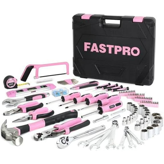 198-Piece Pink Tool Set, Household Repairing Tool Set with Toolbox, SAE Mechanics Hand Tool Kit for DIY, Home Maintenance$$Tools & Hardware Other