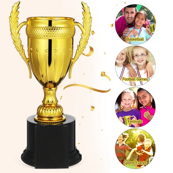 Plastic Trophy Cup Award Set , 12 Competition Prize Trophy - Sports Awards, Party Favors & Recognition Ceremonies (Gold/Silver/Red, Pack of 6)