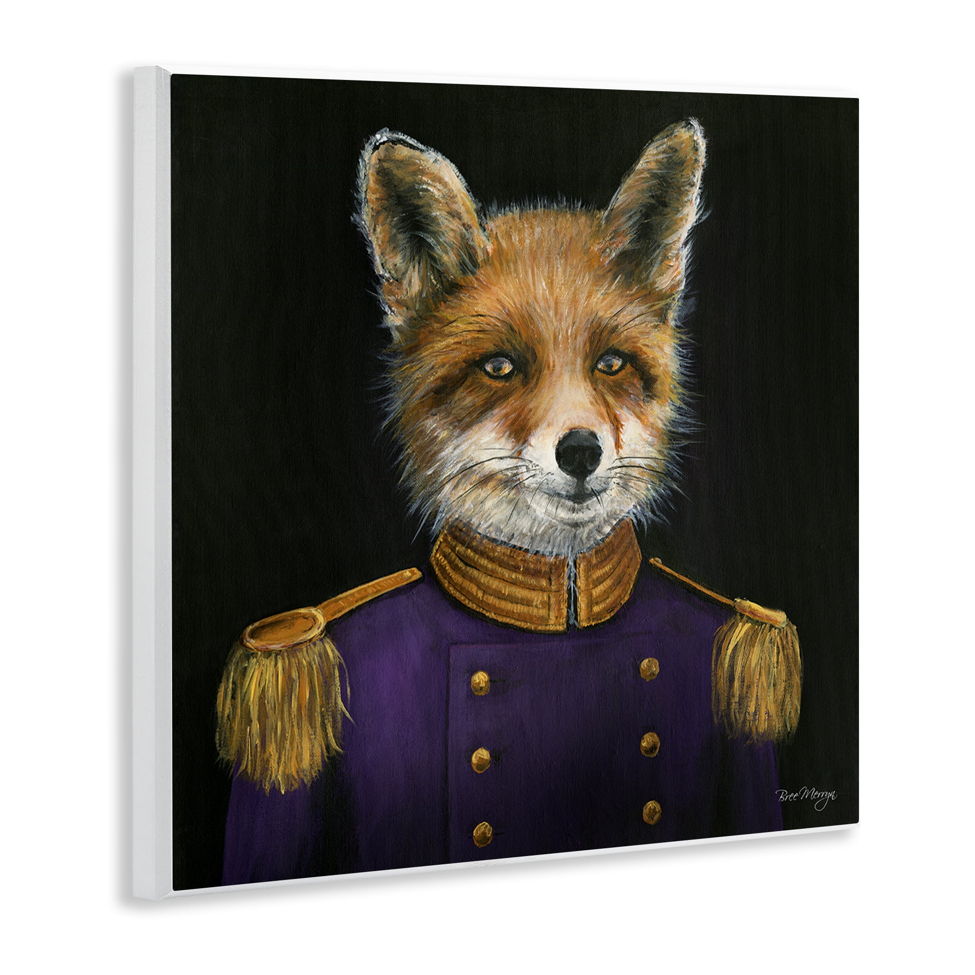 Stupell Industries Military Coat Fox Novelty & Humor Painting Unframed Art Print Wall Art, 12 x 12