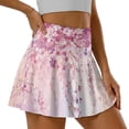 thumbnail image 3 of Xoenoiee Cherry Blossom Print Womens Pleated Tennis Skirt with Shorts High Waisted Athletic Golf Skorts Tummy Control Workout Skirts Plus Size, Size S, 3 of 7