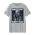 thumbnail image 4 of Tiweut Casual Women Tops Human By Chance Alpha By Choice Cool Funny Alpha Wolf Meme T-Shirt,Grey,2XL, 4 of 4