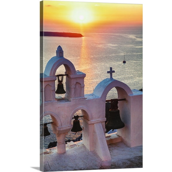 Great BIG Canvas | "Sunset in Oia, Santorini, Greece" Canvas Wall Art - 24x36