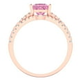 thumbnail image 4 of 3.36 ct Brilliant Princess Cut Pink Zircon 18K Rose Gold Solitaire with Accents Engagement Bridal Wedding Ring Band Set size 8, 4 of 7