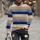 thumbnail image 1 of Blusas y camisas de manga larga con cuello redondo para hombre, blusa informal de manga larga con cuello redondo y estampado de rayas, blusa de poliéster para hombre, 1 of 5