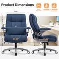 thumbnail image 3 of EOP 23.62'' Extra Wide Big and Tall Office Chair, Executive Computer Desk Chair with Heat Kneading Massage and 3D Flip-Up Arms, Blue, 3 of 10