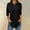 Black, variant on DuoJiaJ Women's 3/4 Sleeved Collar Button Up Shirt Floral Shirt Summer Top Linen Tops for Women Black L