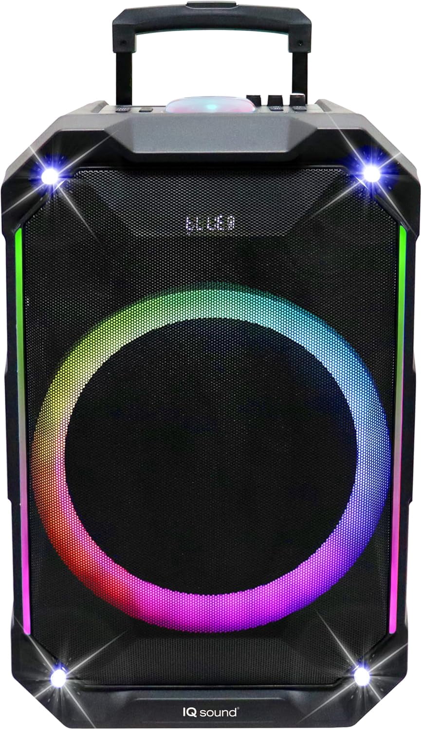 IQ Sound IQ-5415DJBT 15-inch Portable Bluetooth Speaker, Built-in Bluetooth, TWS, FM Radio, Micro SD/USB/AUX/Mic Inputs