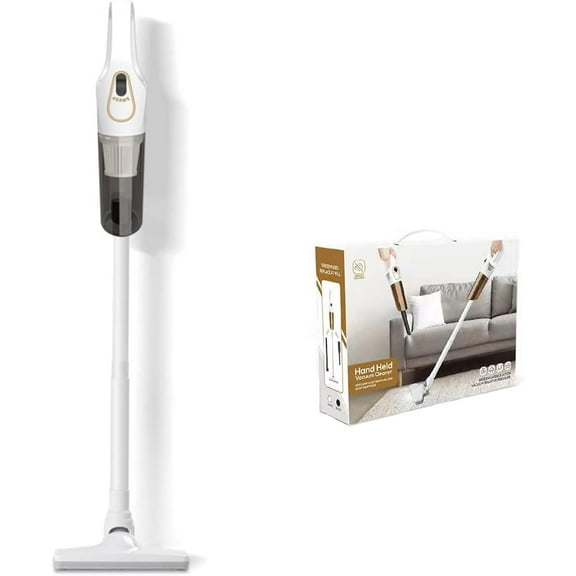 Lightweight Quiet Cordless Vacuum Cleaner, Powerful Suction Stick Rechargeable Cleaners with HEPA Filter, Upright Cleaner for Pet Hair Hardwood Floors, Carpet (White)