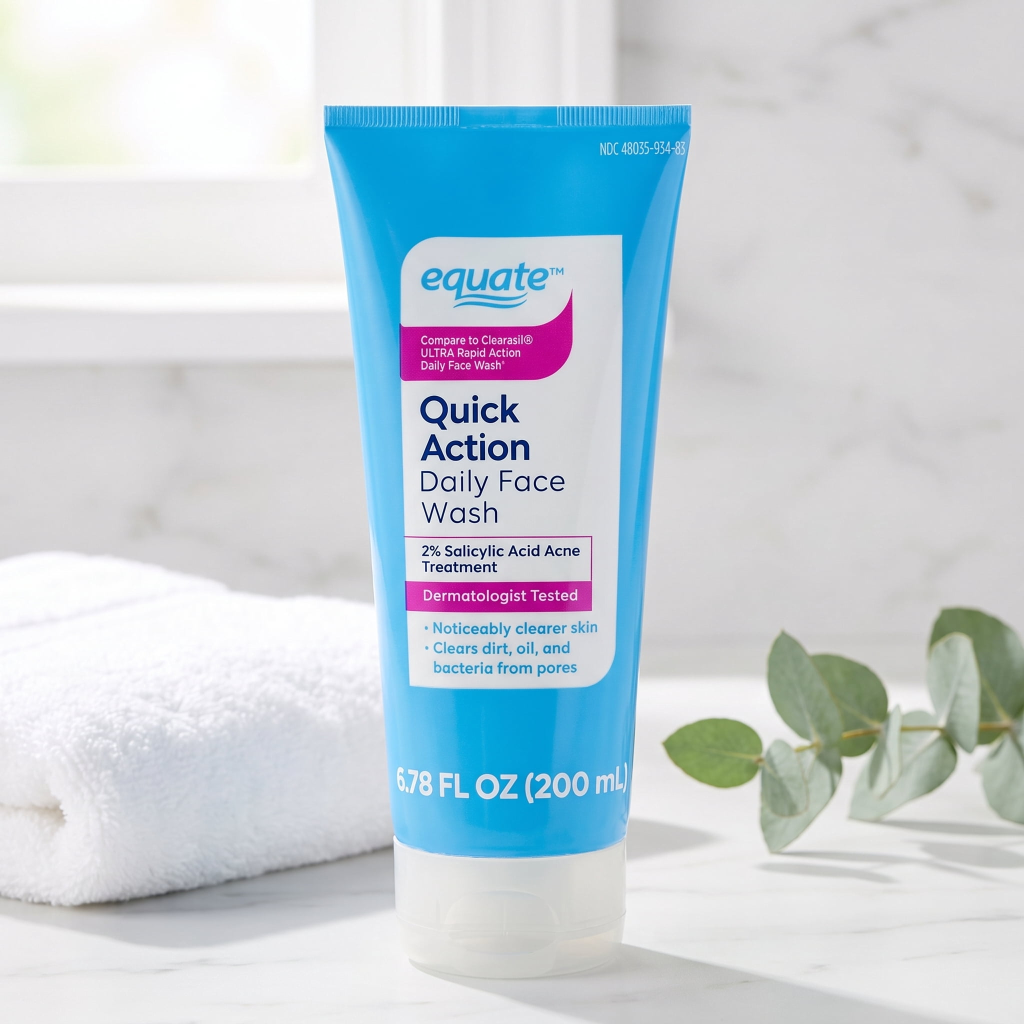 (3 pack) Equate Quick Action Daily Face Wash 2% Salicylic Acid Acne Treatment, 6.78 fl oz