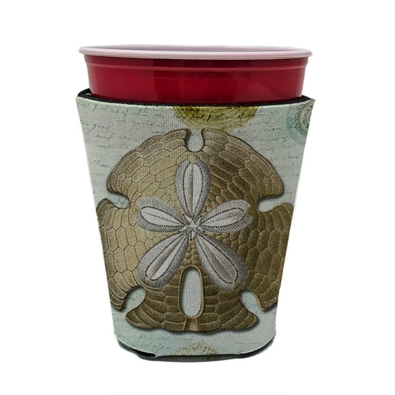 Carolines Treasures SB3025RSC Beach Gold Sand Dollar Red Cup Hugger Red Cup multicolor