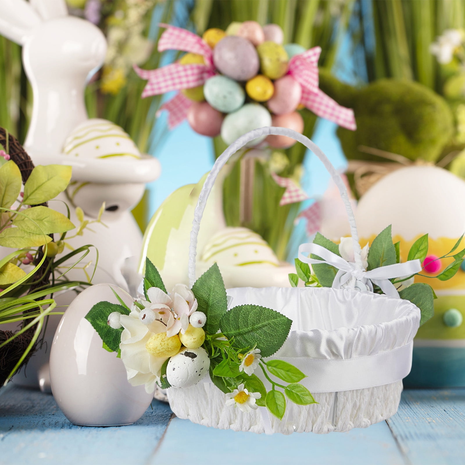 Easter Basket Decoration Portable Easter Flower Basket Home Decoration Simulation Decorative Flower Basket Western Wedding Flower Basket
