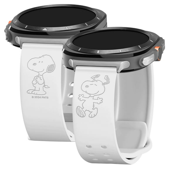 Peanuts Classic Engraved Silicone Unisex Watch Band Compatible with Samsung Galaxy Watch Ultra 47mm (Snoopy White) by Affinity Bands