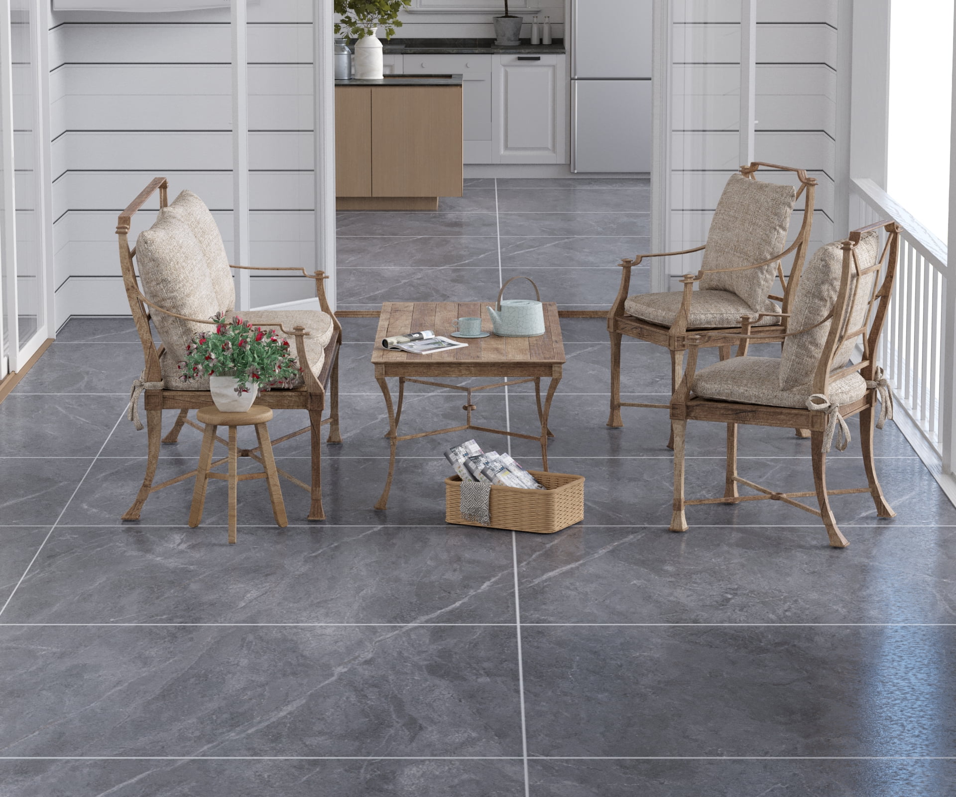 Oxdigi Vinyl Flooring Roll 39.3x118 inches, PVC Leather-Like Linoleum Floor Covering with Tape, Removable- No Adhesive Backing Gray Marble