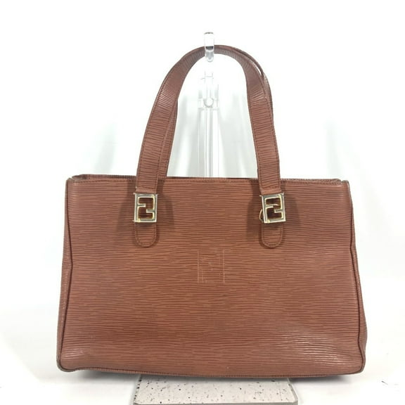 Pre-Owned FENDI FF Tote Bag Shoulder Handbag Leather Women's Brown (Good)