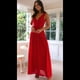 thumbnail image 5 of Vestido de Fiesta de Verano para Mujer, , Fruncido, con Cintura Baja, Escote en V Fluido y Plisado. Rojo M, 5 of 10