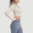 thumbnail image 3 of Uootdi Workout Tops for Women Halter Cropped Long Sleeve Shirts with Thumbhole Gym Athletic Yoga Compression Shirt Gift, 3 of 9