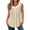Khaki, variant on TAGOLD Womens Round-Neck Tank Top Ruched Button Panel V Neck 2 In 1 Sleeveless Top