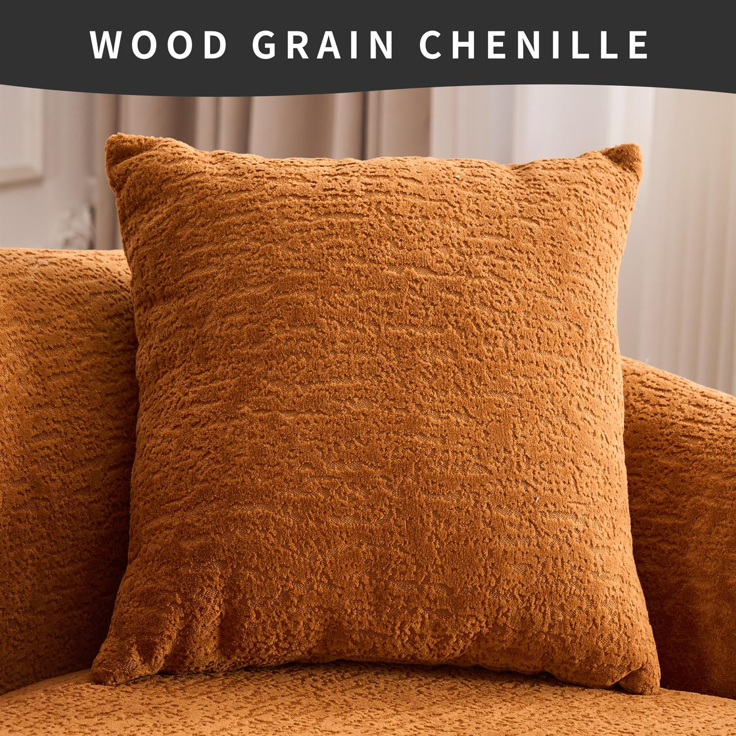 Demi Bonn 98" Cozy L-Shape Sectional Sofa with Curved Chaise, High-Density Foam, Chenille Modular Couch for Living Room, Supports 900 lbs, Orange