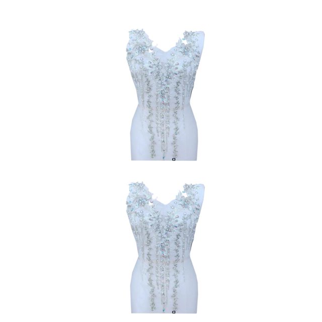 maskred Sturdy And Durable Lace Applique With 3D Beads And Rhinestones With Materials Are Sturdy And Durable Multiple Colors Beige B 2Set