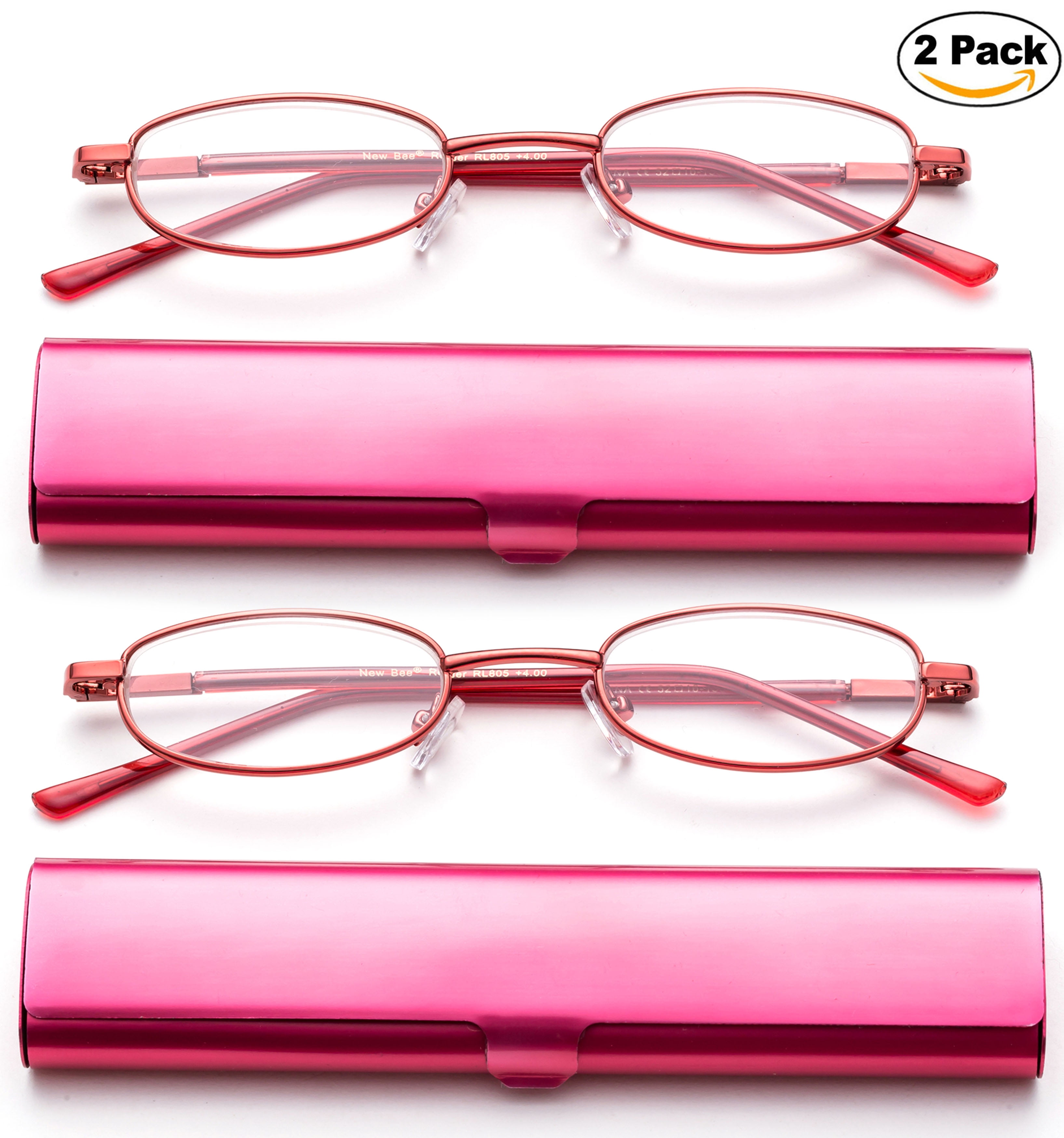 Newbee FashionPortable Compact Reading Glasses in Aluminum Case Metal