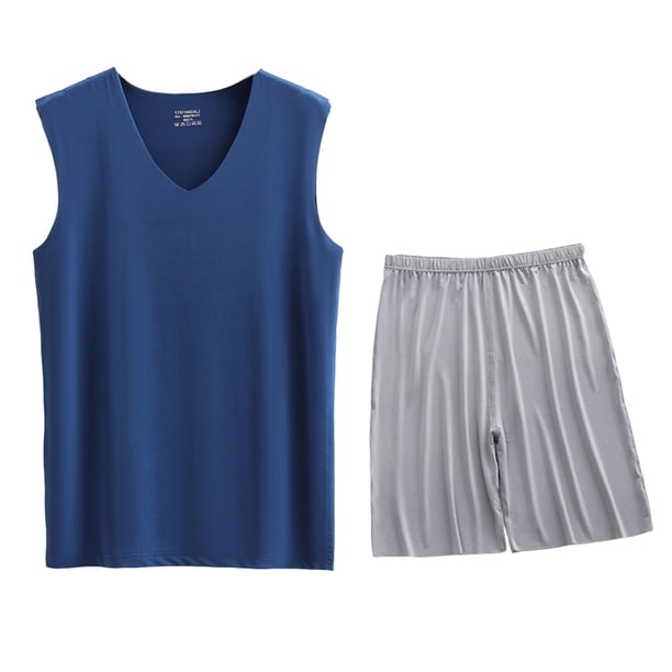 Conjunto Deportivo de los Hombres, Moda Casual de Color Sólido Cuello en V sin Mangas de Elasticidad Superior para el Desgaste Al Aire Libre, Traje Atlético de Humedad