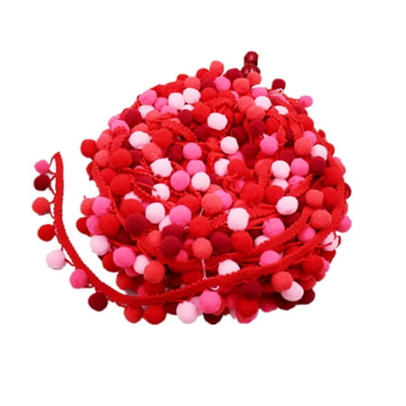 

4.5m 5 Color Gradient Color Ball Lace DIY Small Ball Lace Trim Lace for Dress Scarf Hat Curtain (Red)